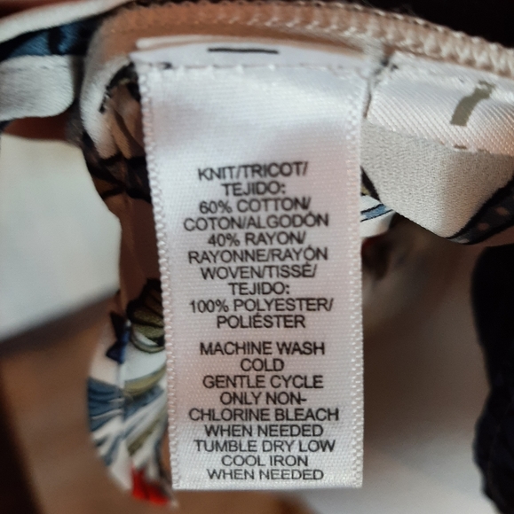 Ann Taylor Loft Knit Sweater Shirt Faux 2 Layer Folk Art Flowers - Picture 5 of 6